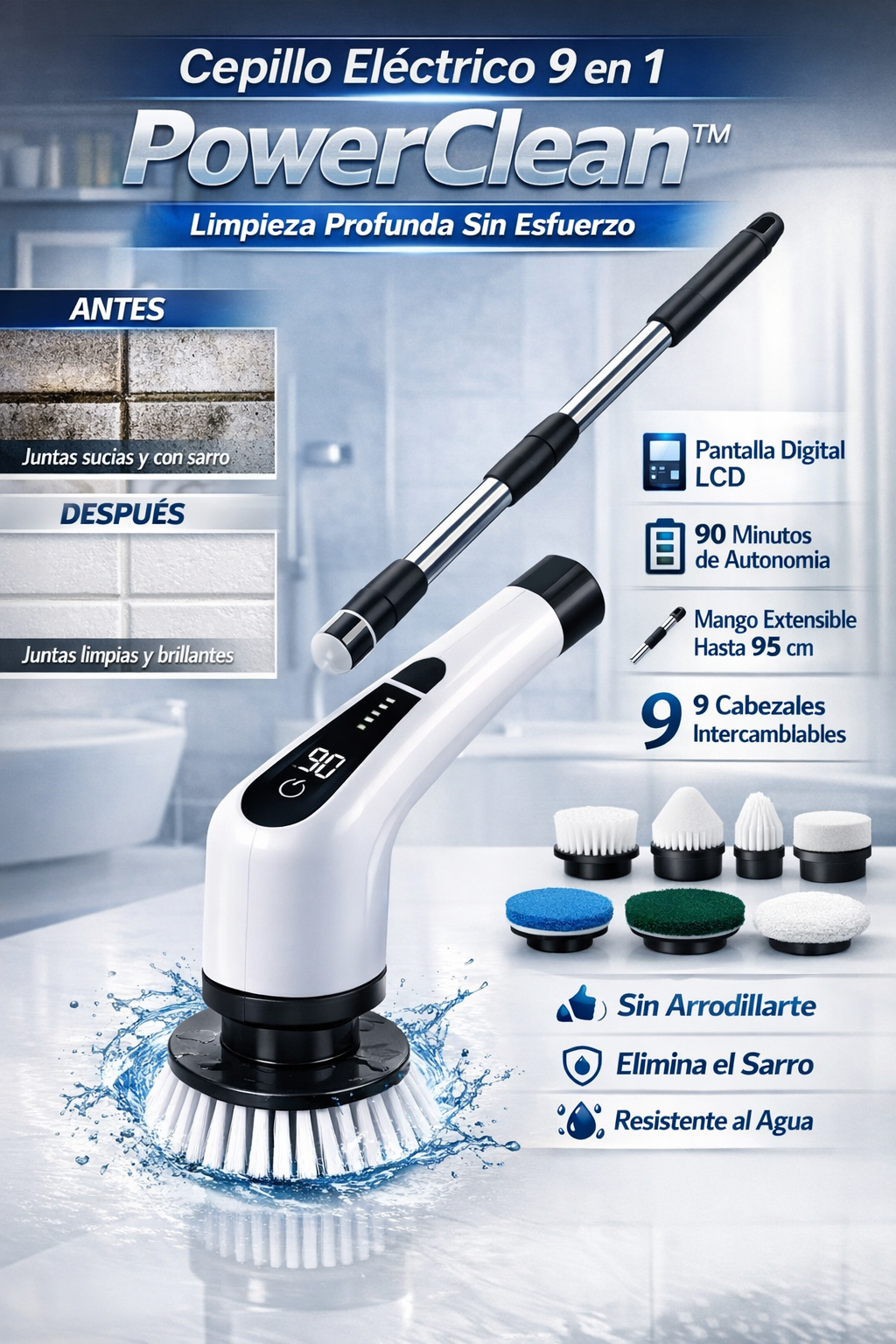Cepillo Eléctrico 9 en 1 PowerClean™
