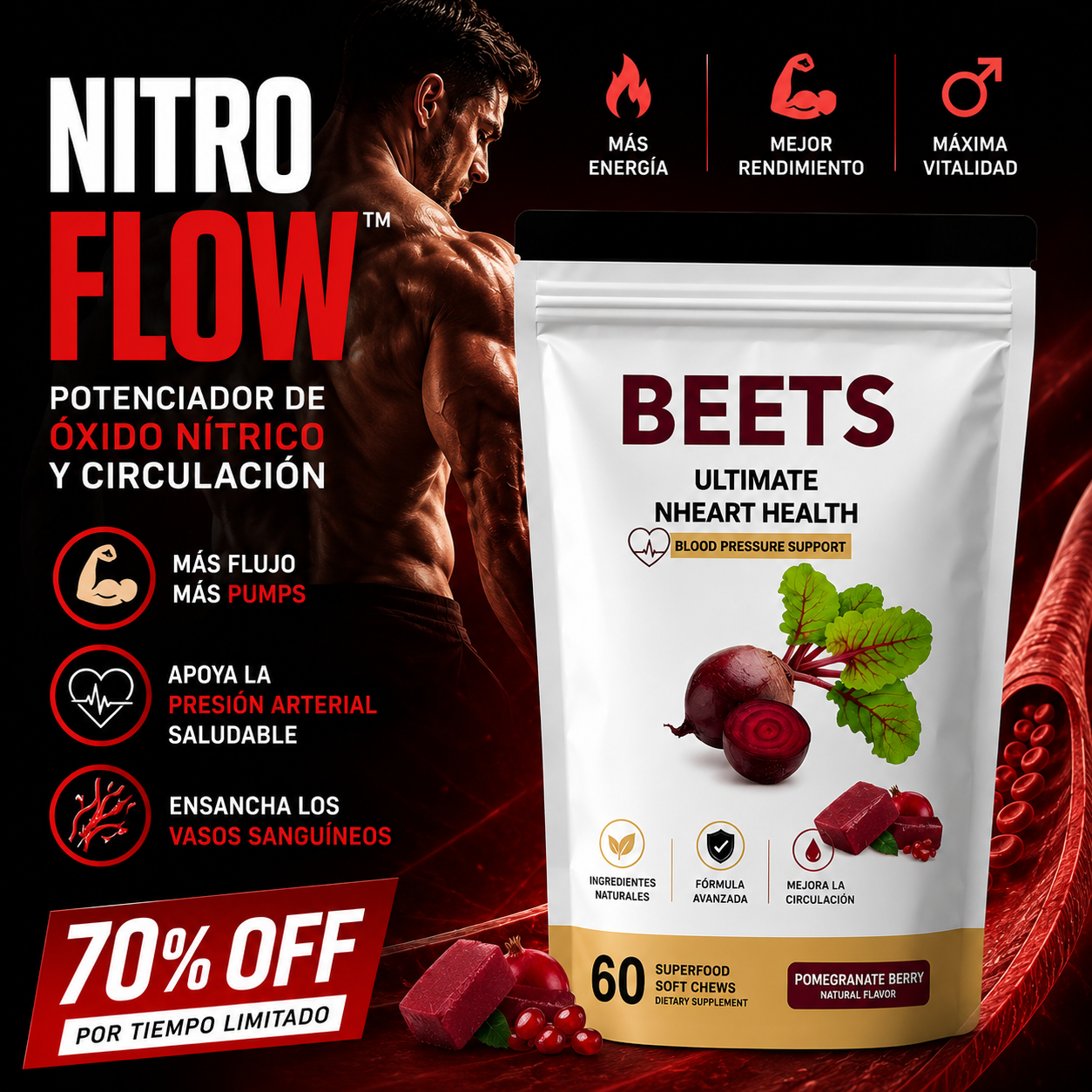 NitroFlow™ | Potenciador de Óxido Nítrico y Circulación
