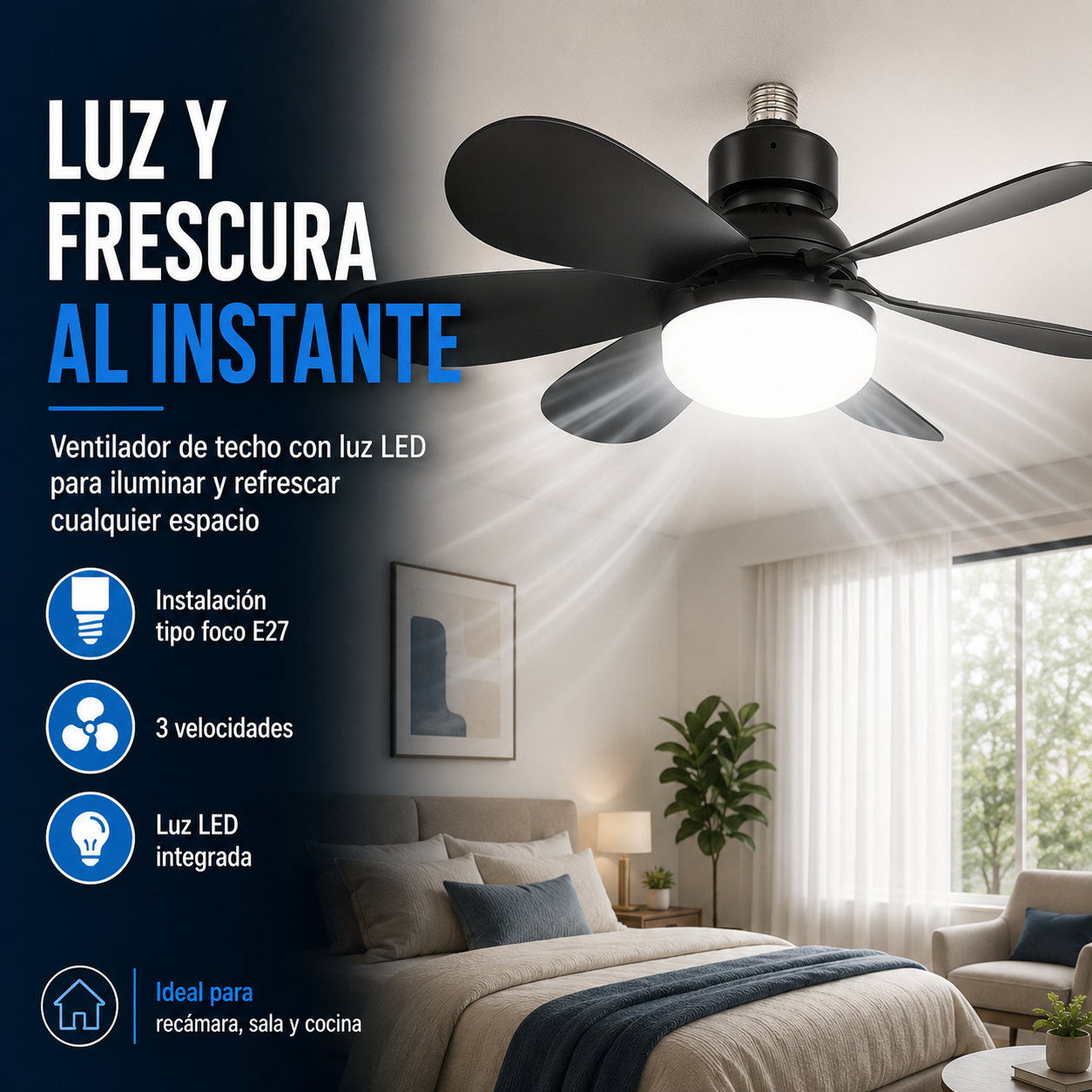 Ventilador LED de Techo 2 en 1