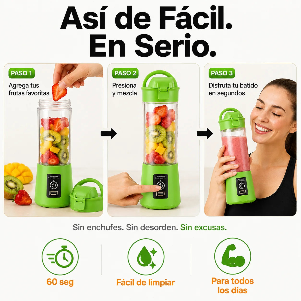 🥤 Mini Licuadora Portátil | Tus Batidos Favoritos Siempre Contigo