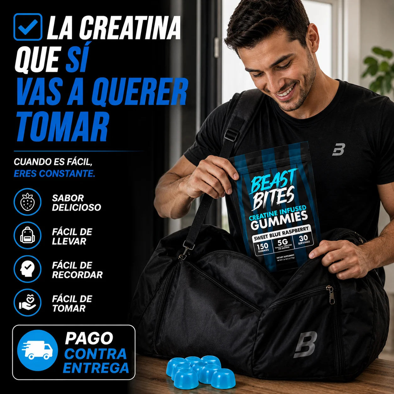 Beast Bites™ Creatina en Gomitas | Más Fuerza Sin Batidos Incómodos