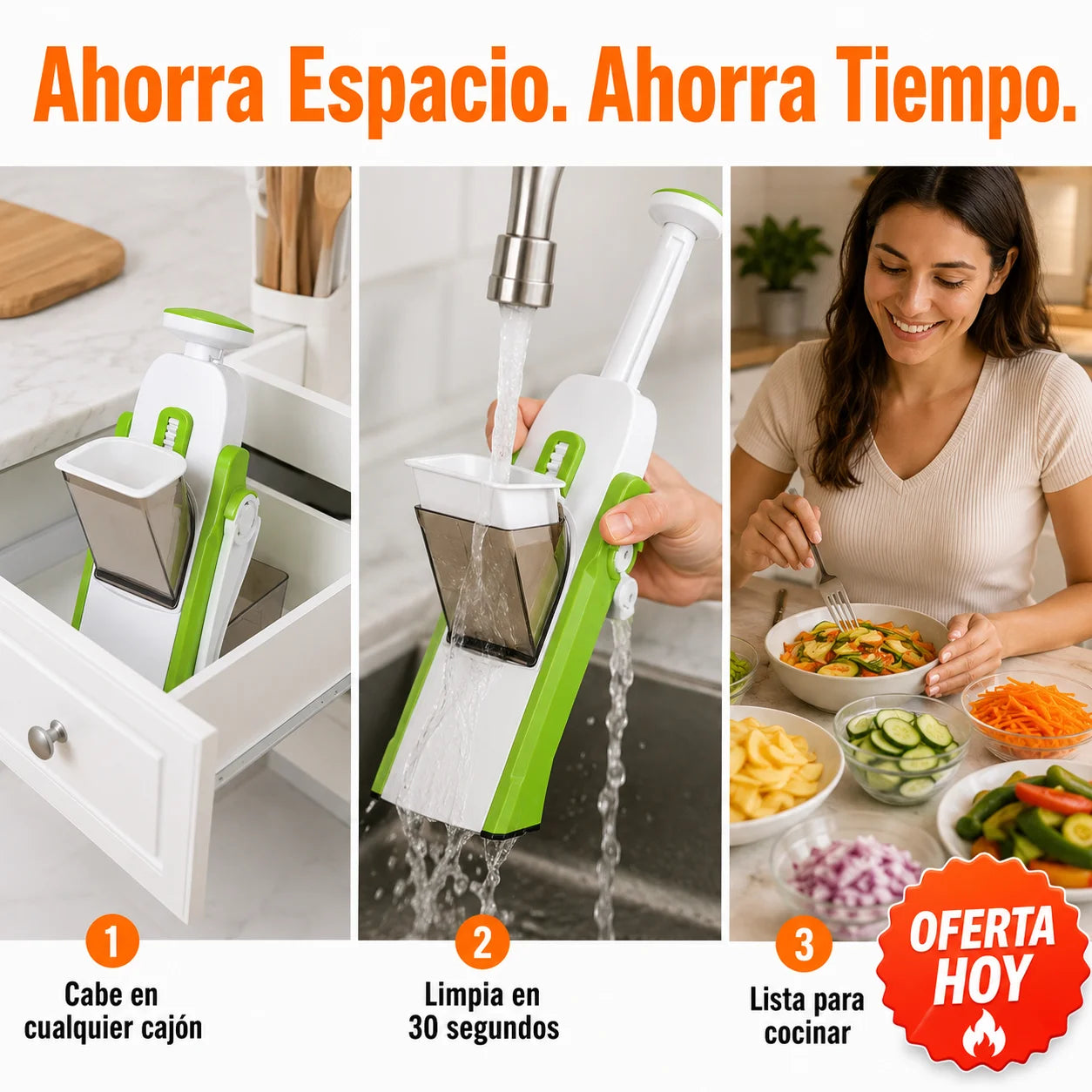 Mandolina Cortadora 24 en 1 | Corta Todo en Segundos, Sin Riesgo de Cortarte