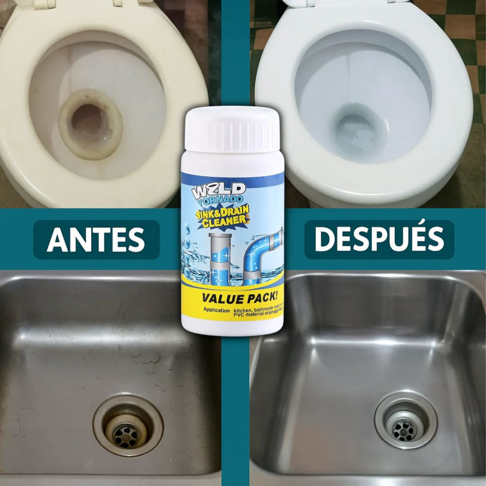 Destapacaños en Polvo | Limpia Tuberías y Drenajes (KIT 2x1)