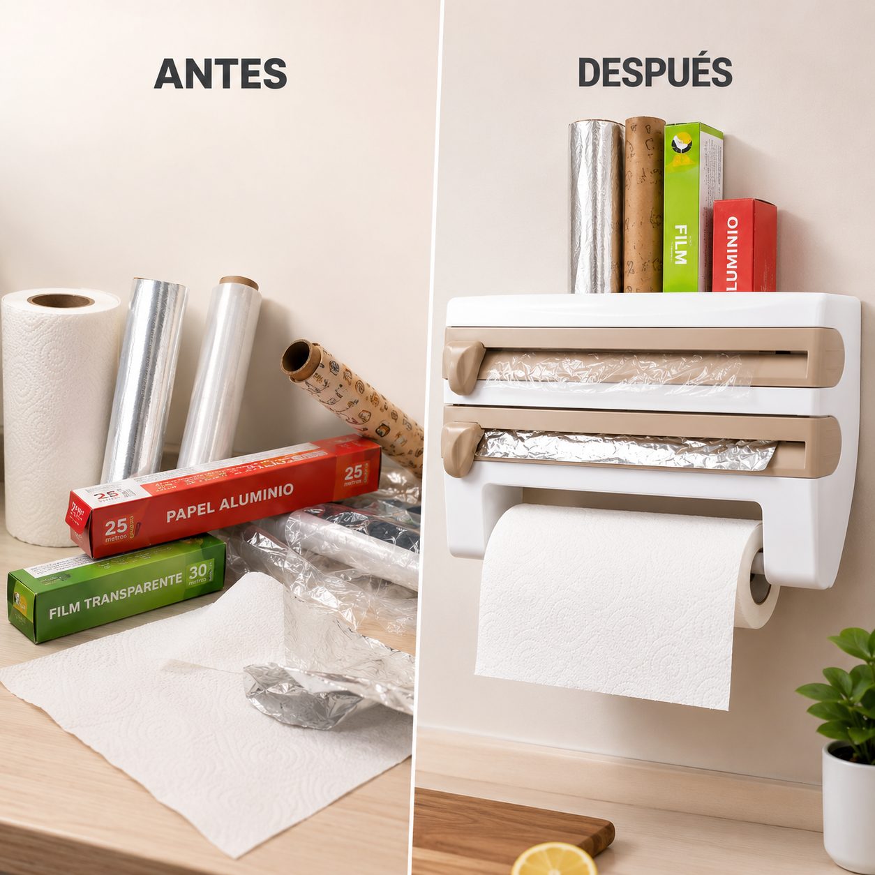 Portarrollos de Cocina 4 en 1