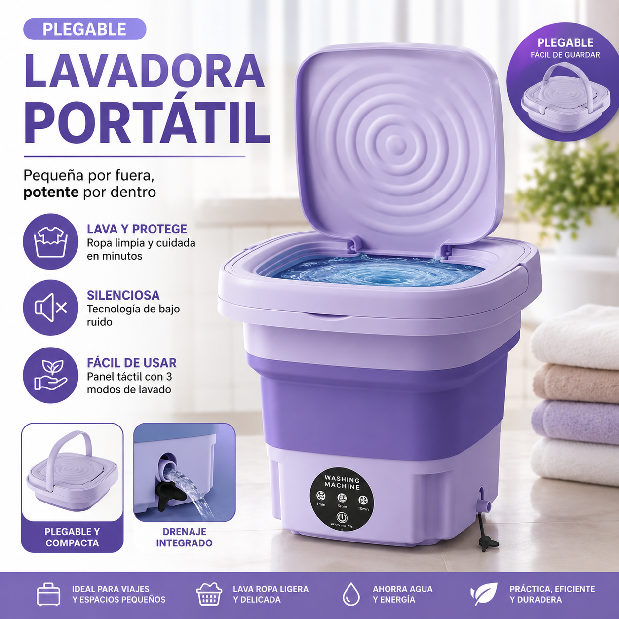 Mini Lavadora Portátil Turbo
