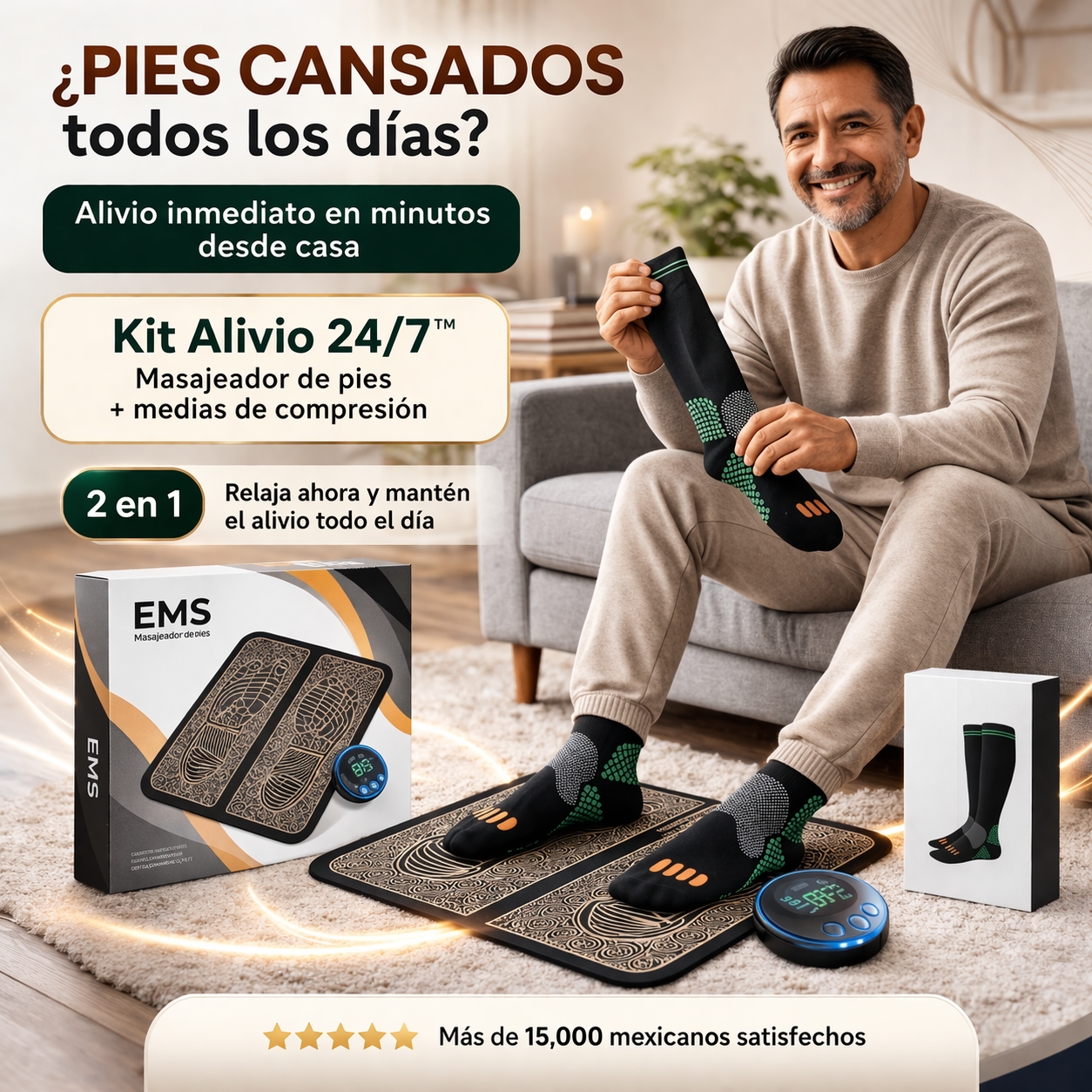 Kit Alivio 24/7™ (Masajeador de Pies + Medias de Compresión)