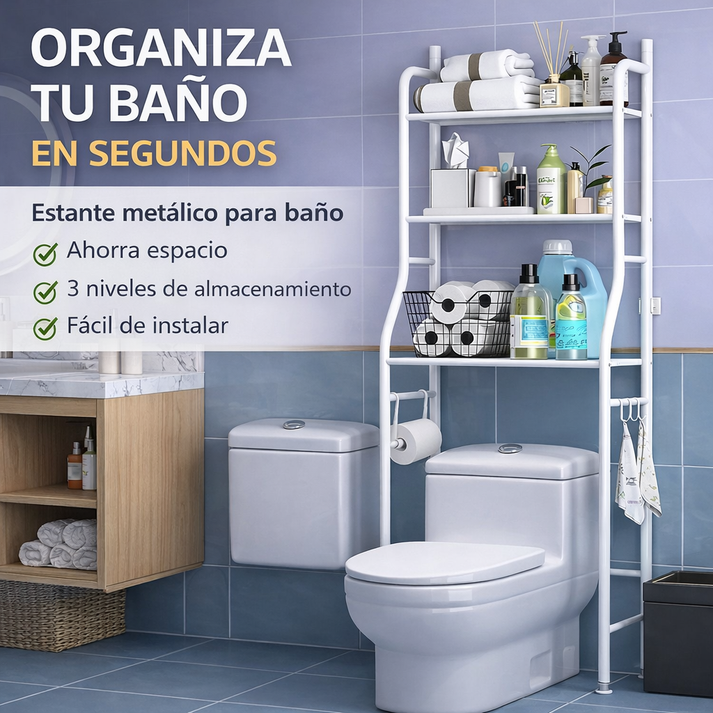 Organizador de Baño sobre Inodoro 3 Niveles