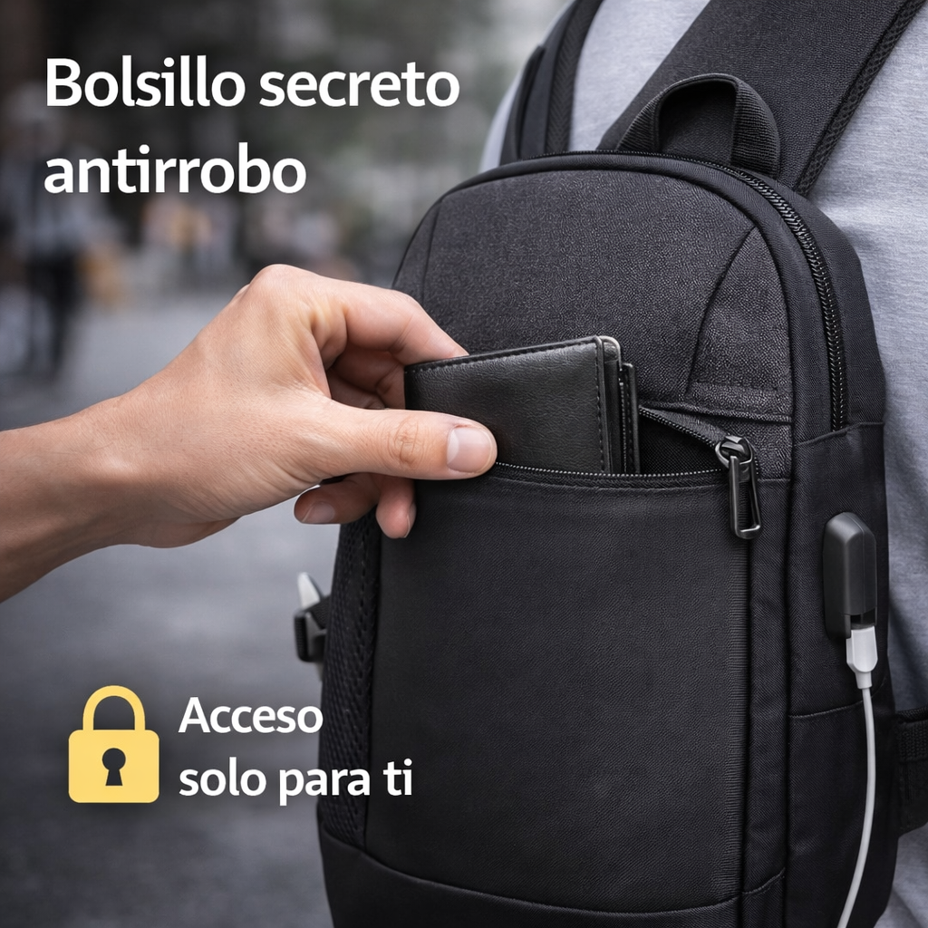 SecurePack™ | Mochila Antirrobo Impermeable con Puerto USB