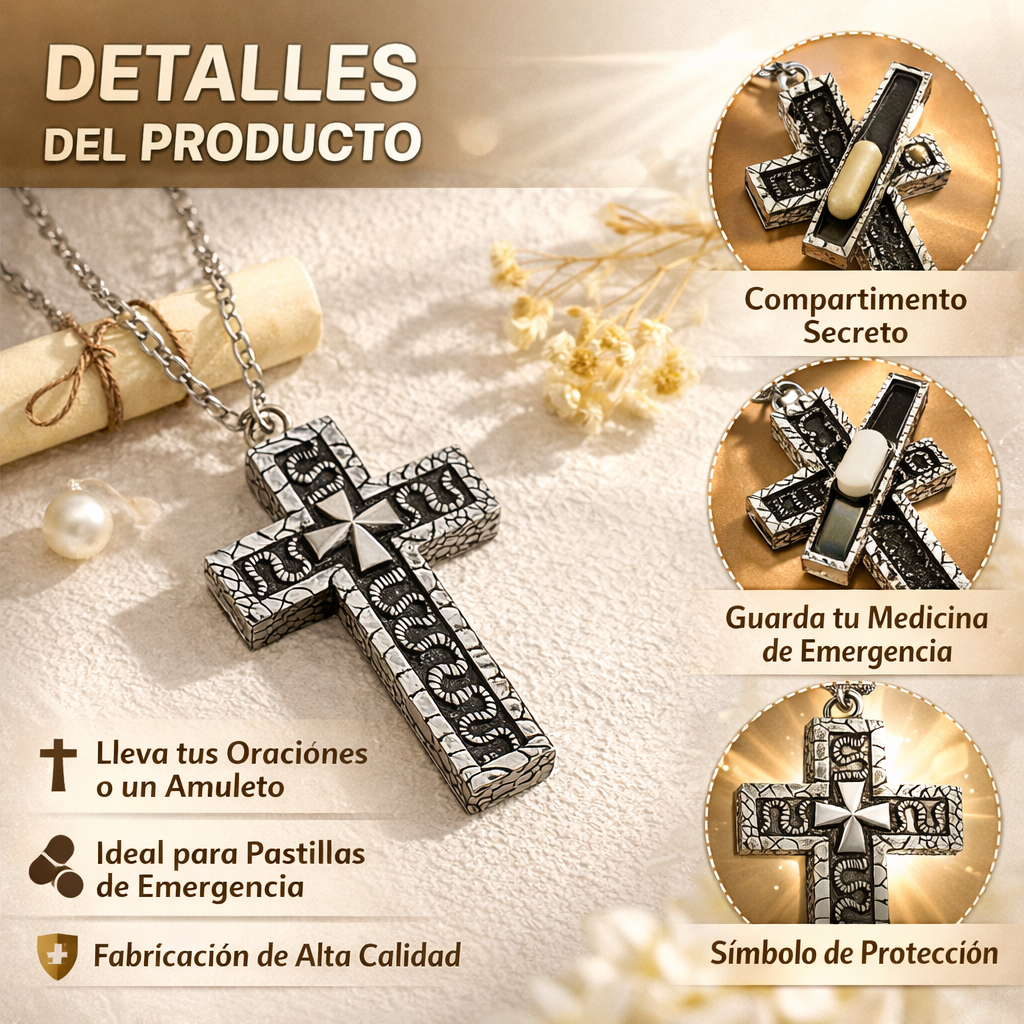 Cruz Eterna™ – Collar con Compartimento Secreto