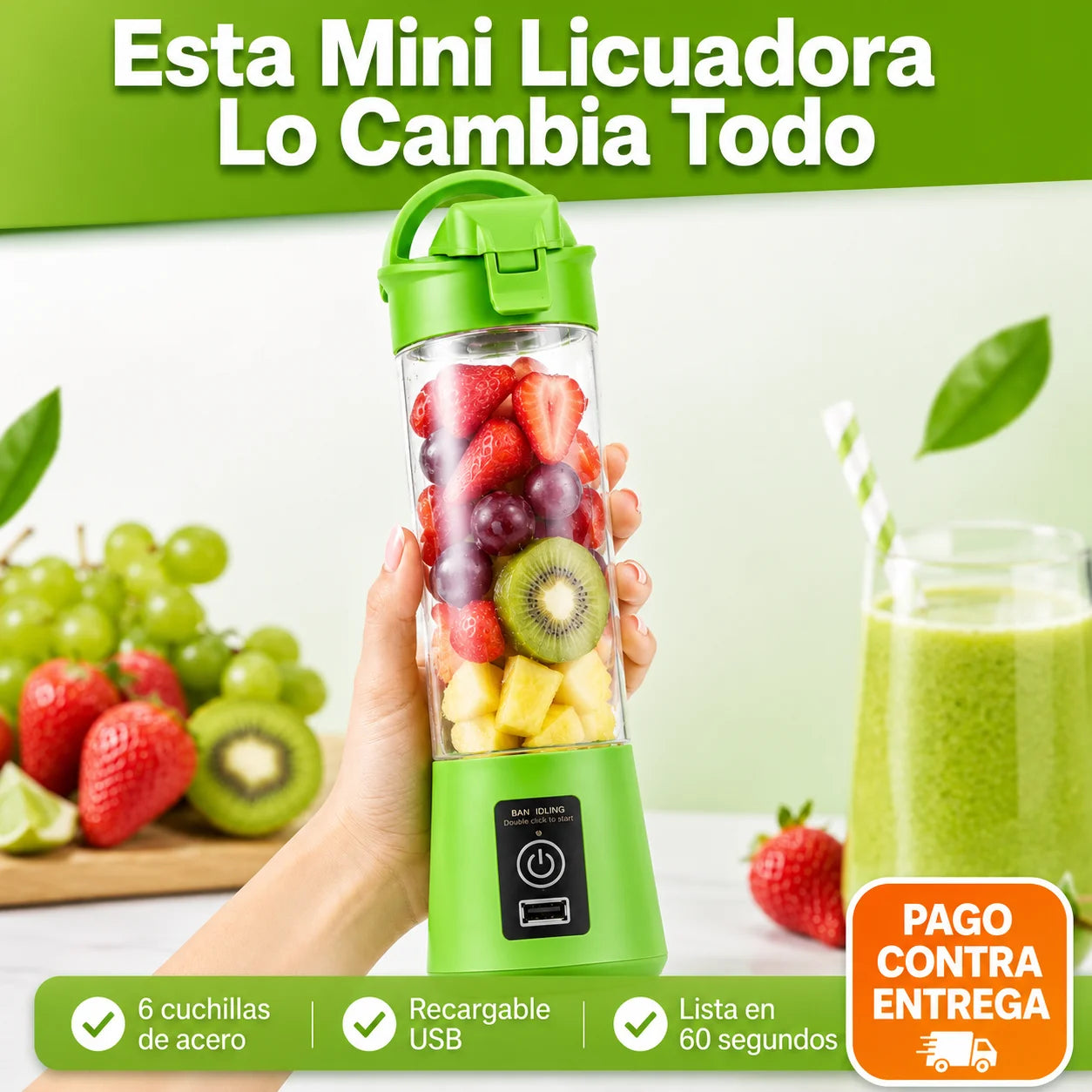 🥤 Mini Licuadora Portátil | Tus Batidos Favoritos Siempre Contigo
