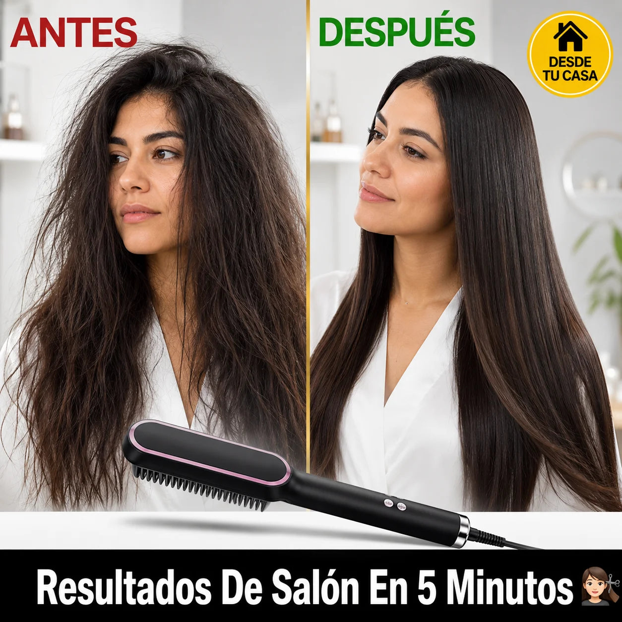 Cepillo Alisador | Cabello Liso y Sin Frizz en 5 Minutos