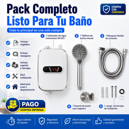 Calentador de Agua Instantáneo RX-021 | Agua Caliente Sin Esperas