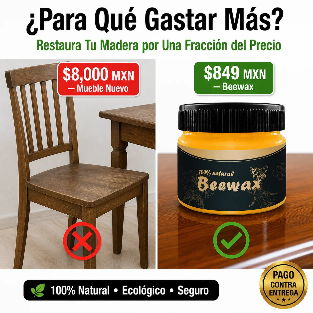 Beewax™ Cera Restauradora | Tus Muebles Lucen Nuevos en Minutos