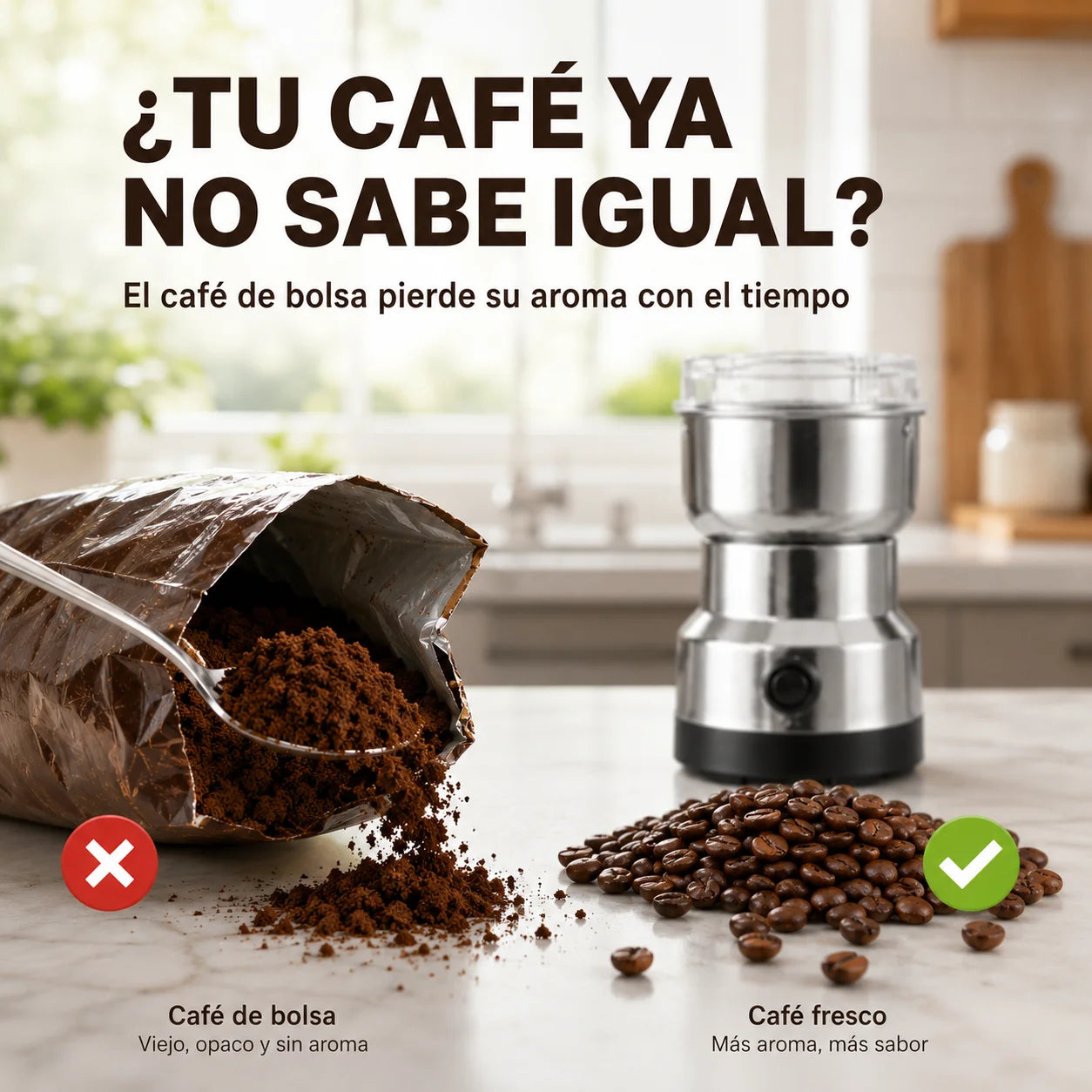 Molino Eléctrico Multifuncional | Café y Especias Frescas en Segundos