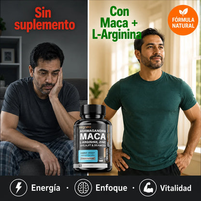 Maca + L-Arginina | Energía y Vitalidad Masculina Natural