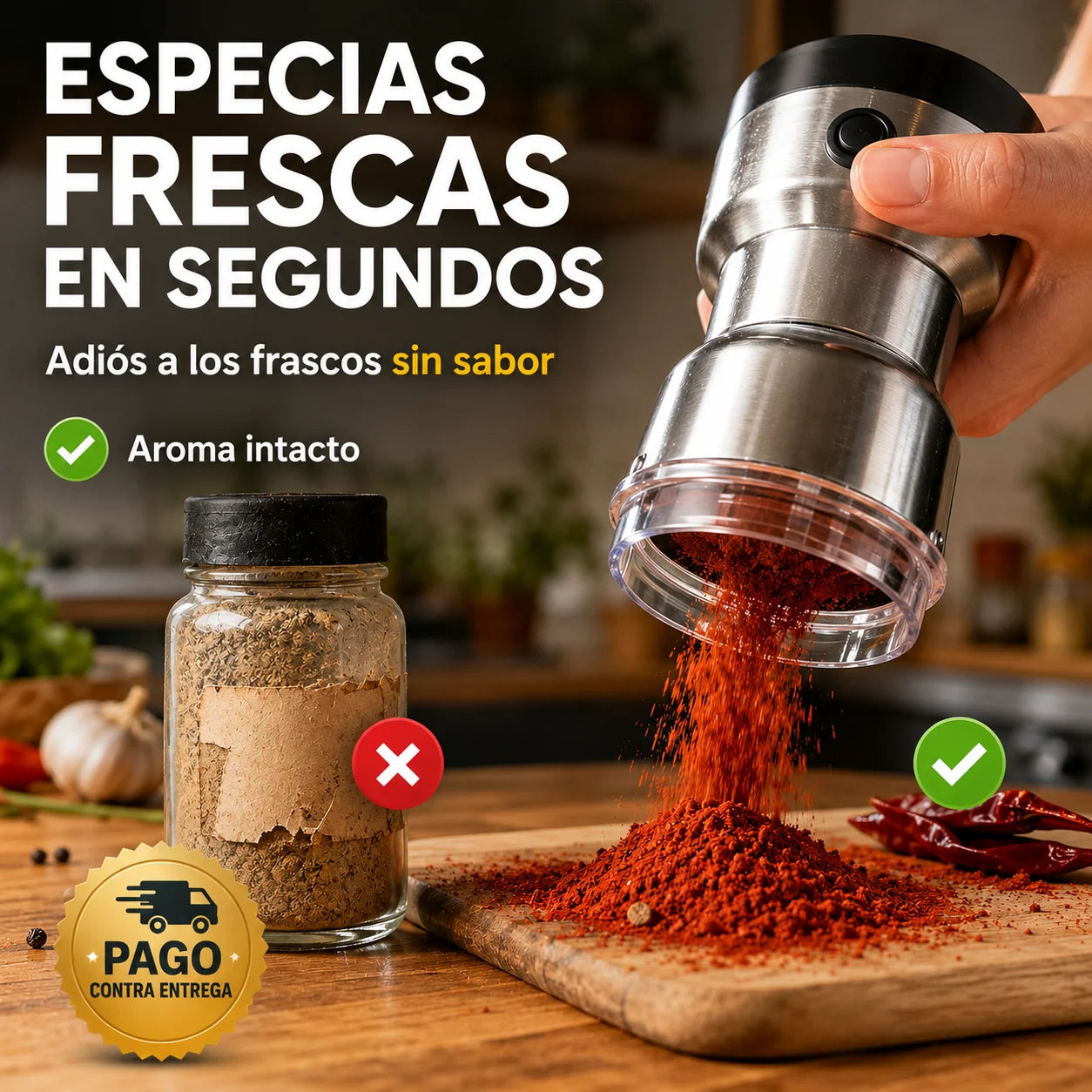 Molino Eléctrico Multifuncional | Café y Especias Frescas en Segundos