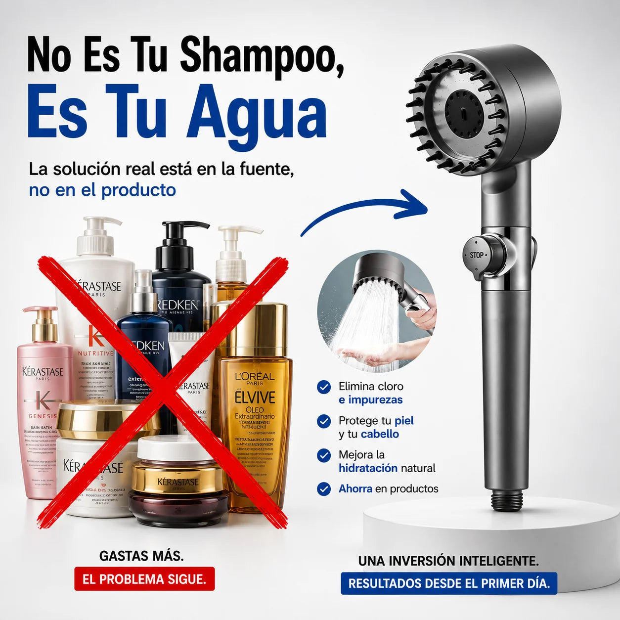 AquaSpa | Regadera con Filtro que Elimina el Cloro en Cada Baño