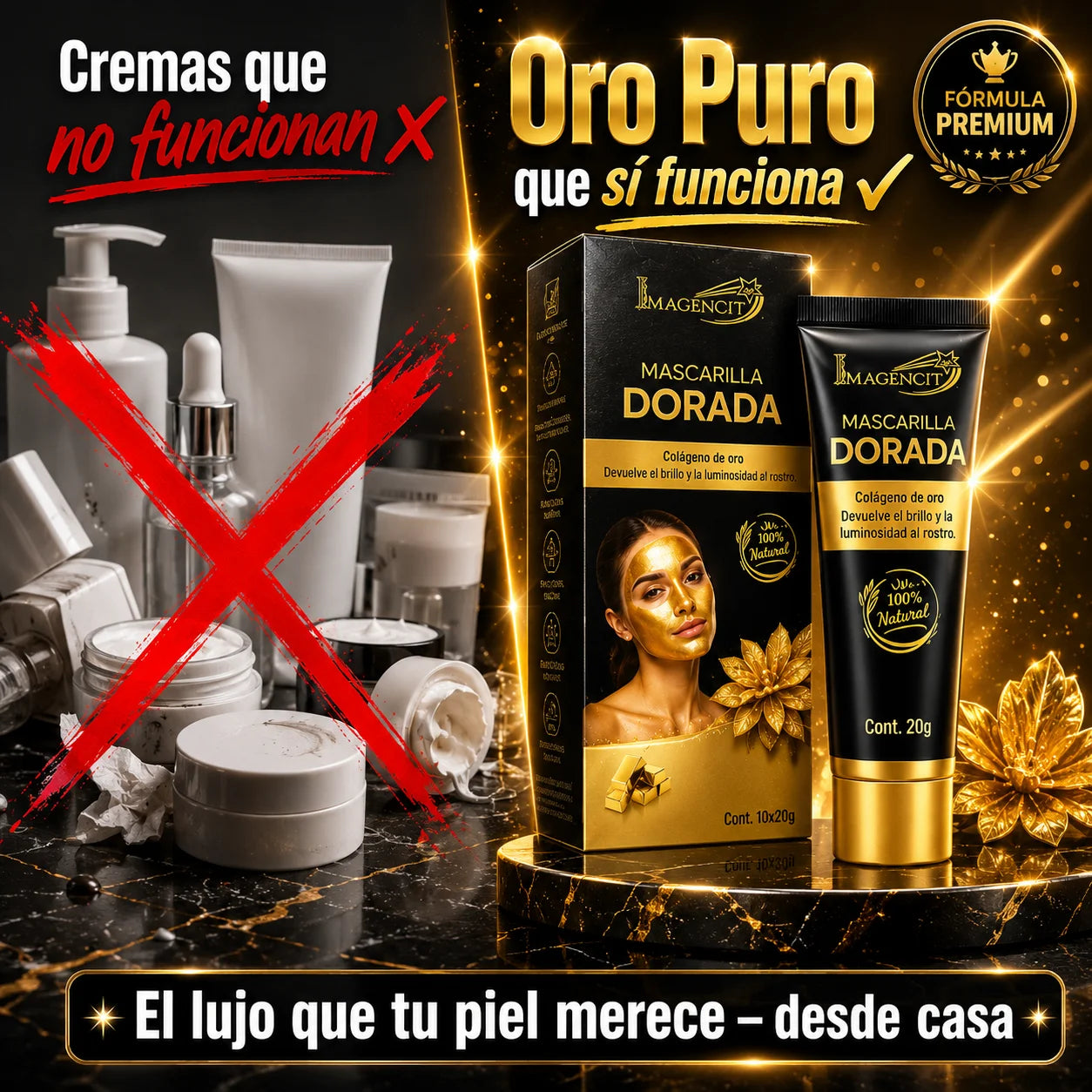 Mascarilla Dorada de Colágeno | Piel Radiante Desde la Primera Aplicación