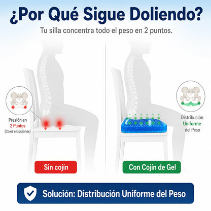 🪑 Cojín de Gel Ortopédico | Siéntate Horas Sin Dolor de Espalda