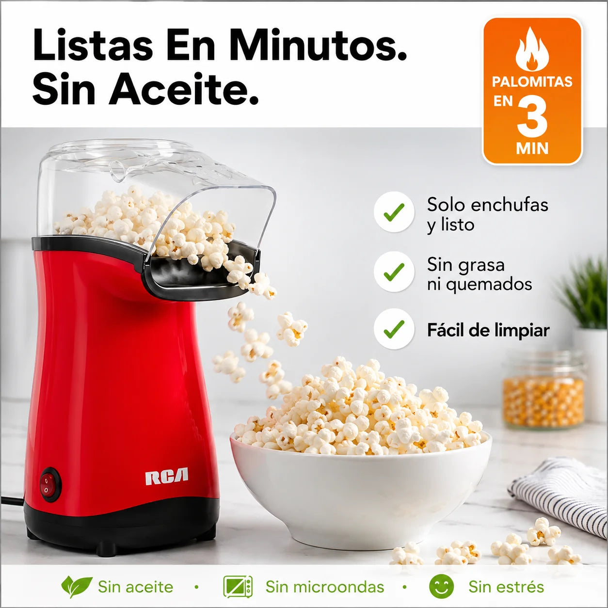 🍿 Máquina de Palomitas Eléctrica | Listas en Minutos, Sin Aceite
