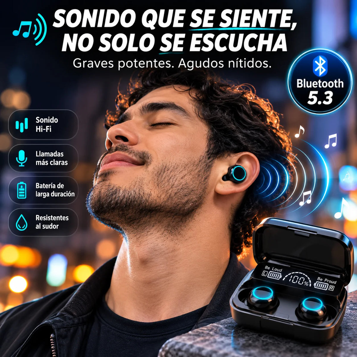 Audífonos M10 Inalámbricos | Sonido Envolvente Sin Cables