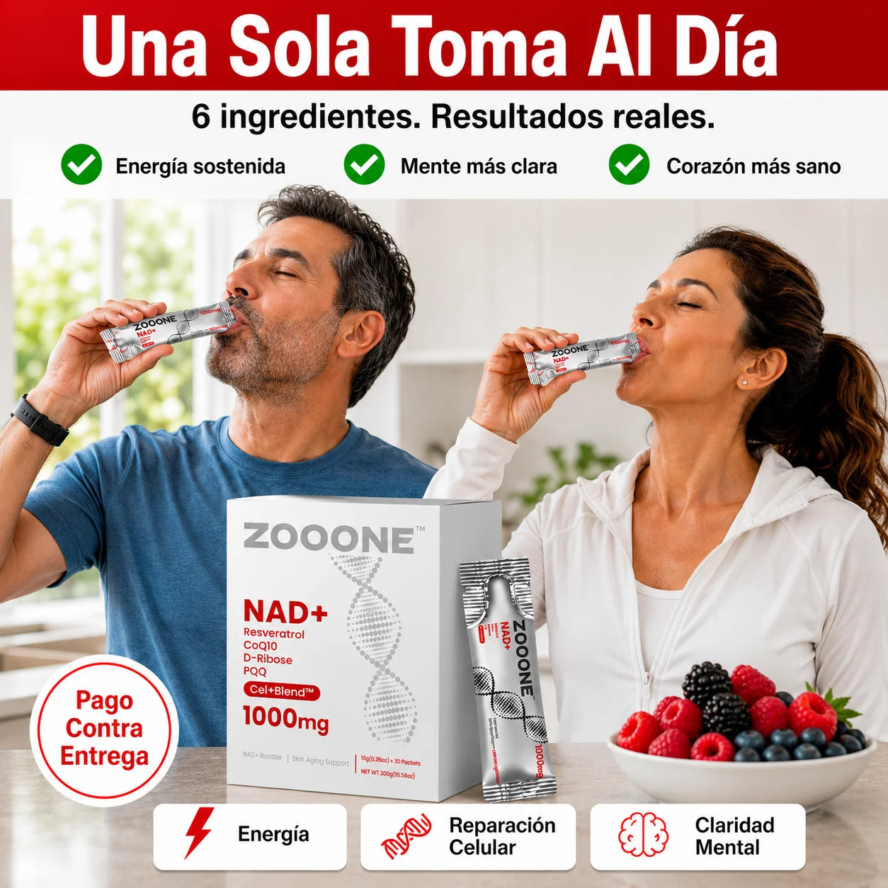Suplemento NAD+ & Resveratrol Zoone | Rejuvenece Tus Células Desde Adentro