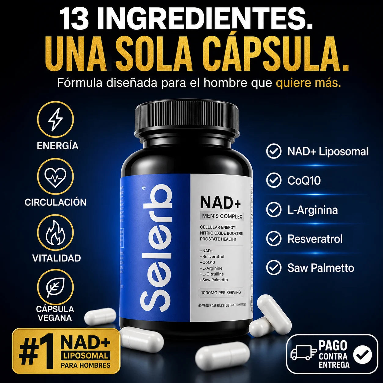 NAD Selerb Men's Complex | Vitalidad y Potencia Masculina Real