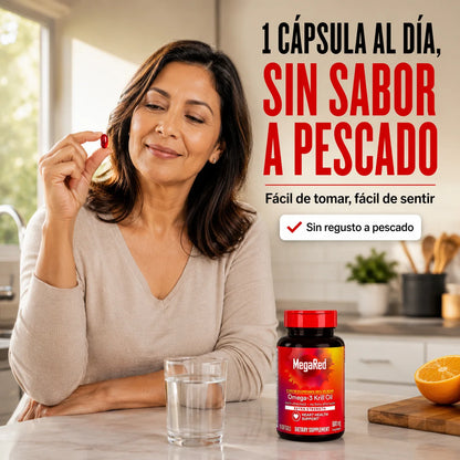 MegaRed® Omega-3 + Krill | Protege tu Corazón Sin el Sabor a Pescado