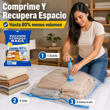 Bolsas al Vacío con Bomba | Hasta 80% Menos Volumen