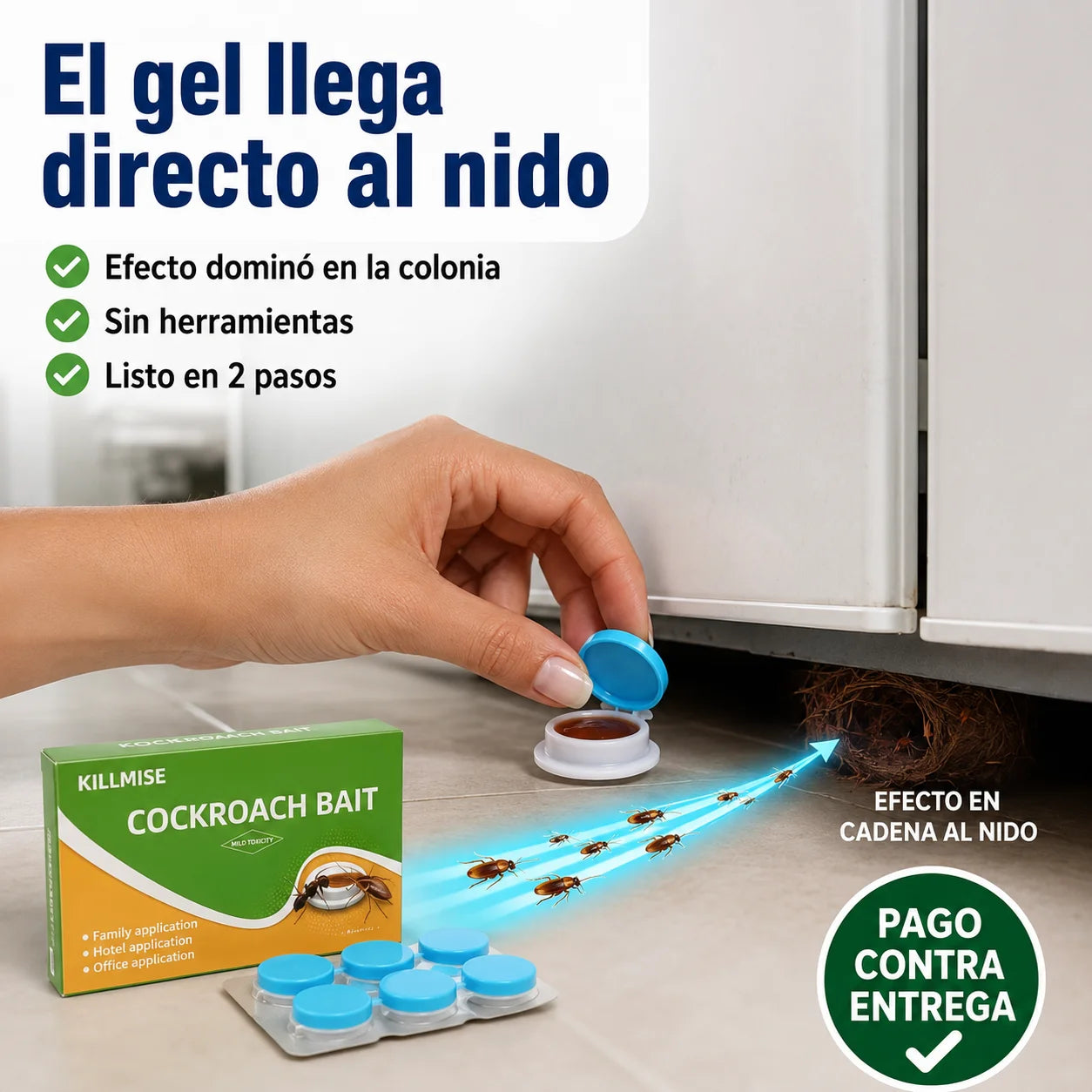 Repelente de Cucarachas en Gel | Elimina el Nido Completo en 90 Días 🪳