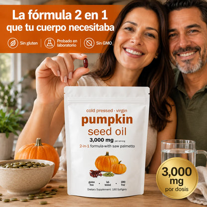Aceite de Semilla de Calabaza + Saw Palmetto | Próstata Fuerte y Cabello Sin Caída