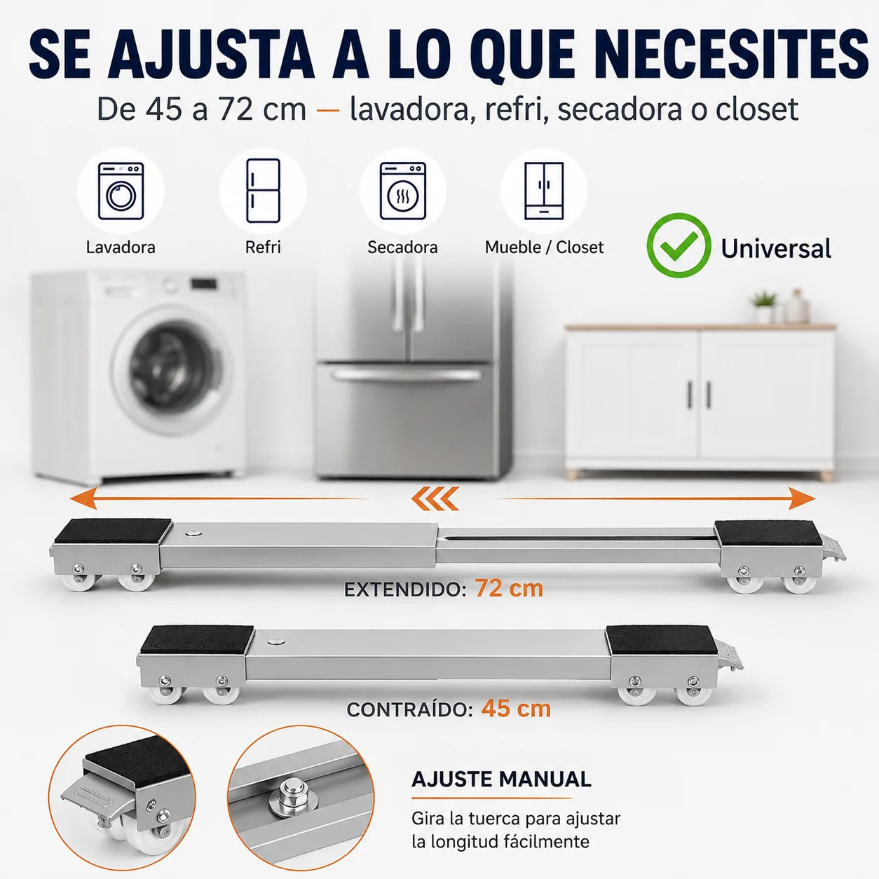 Base Móvil Ajustable | Mueve Electrodomésticos Pesados Sin Esfuerzo