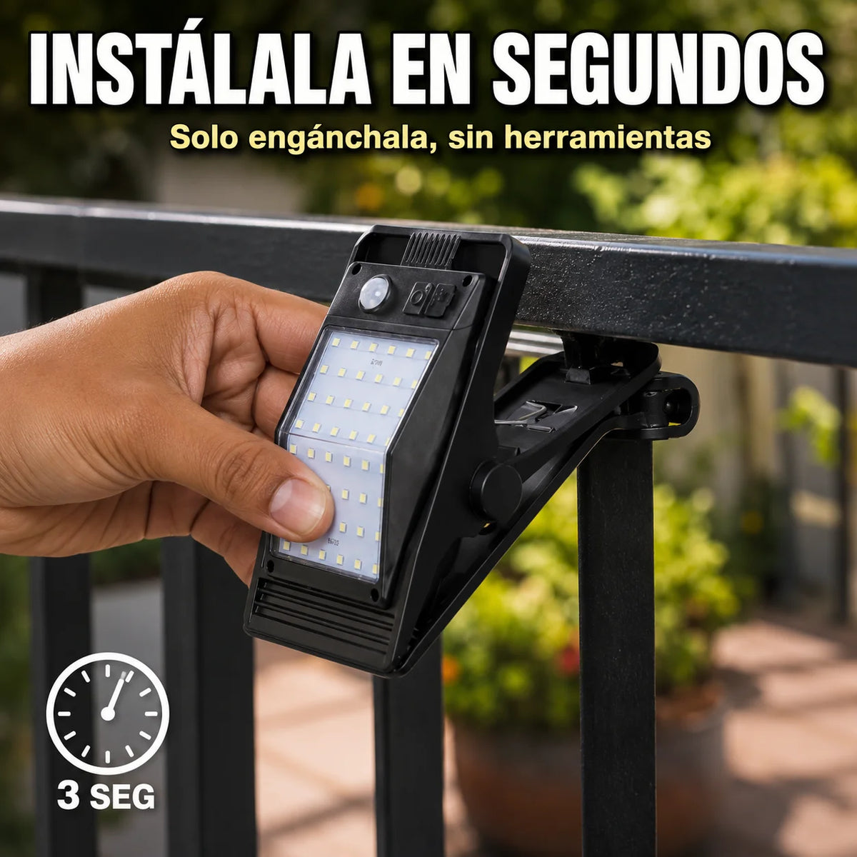 Lámpara Solar Clip | Luz Automática Sin Cables Ni Instalación