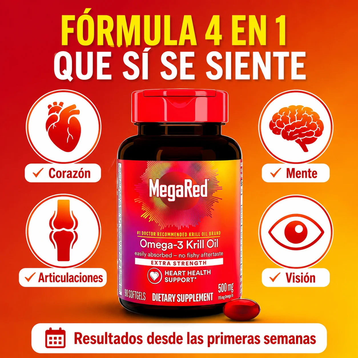 MegaRed® Omega-3 + Krill | Protege tu Corazón Sin el Sabor a Pescado