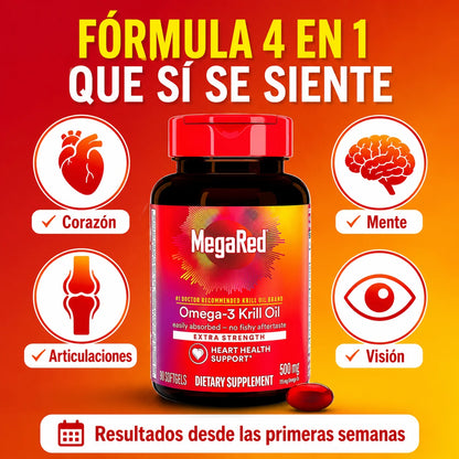 MegaRed® Omega-3 + Krill | Protege tu Corazón Sin el Sabor a Pescado