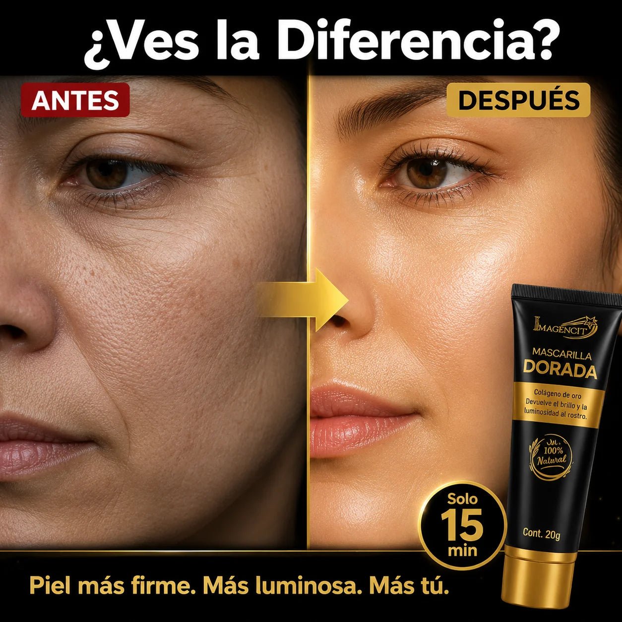 Mascarilla Dorada de Colágeno | Piel Radiante Desde la Primera Aplicación