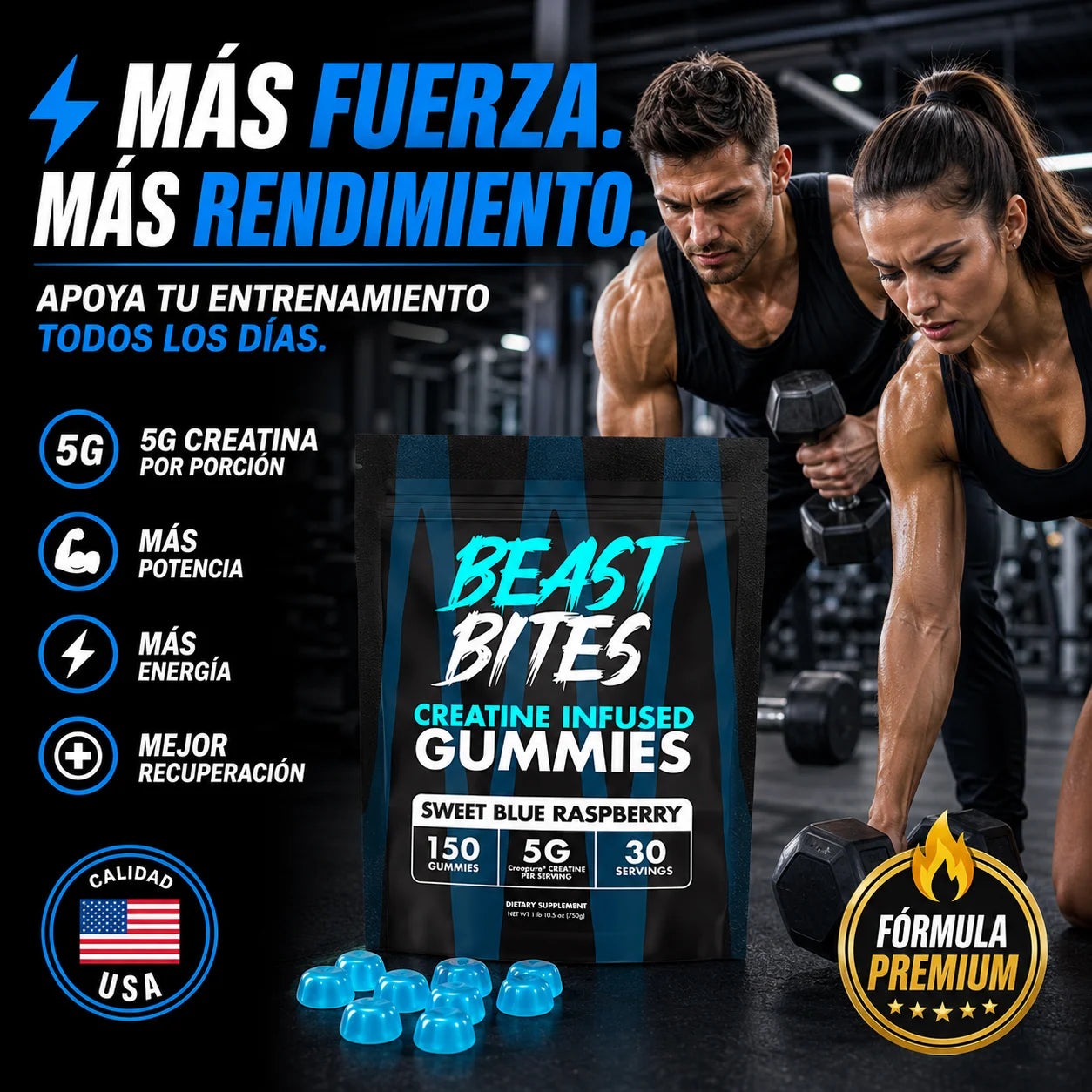 Beast Bites™ Creatina en Gomitas | Más Fuerza Sin Batidos Incómodos