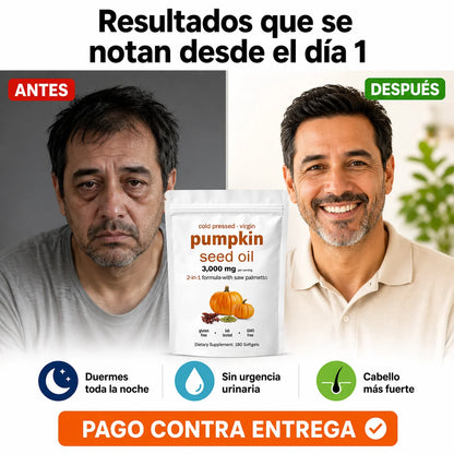 Aceite de Semilla de Calabaza + Saw Palmetto | Próstata Fuerte y Cabello Sin Caída