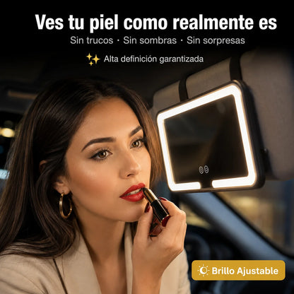 Espejo con Luz LED para Visera de Carro | Maquíllate Perfecto en Cualquier Lugar