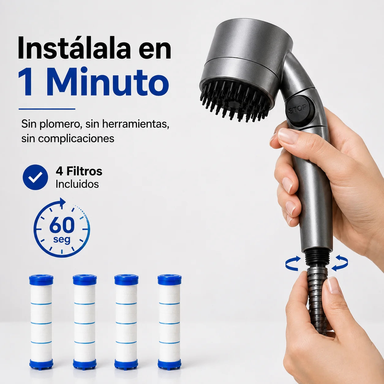 AquaSpa | Regadera con Filtro que Elimina el Cloro en Cada Baño