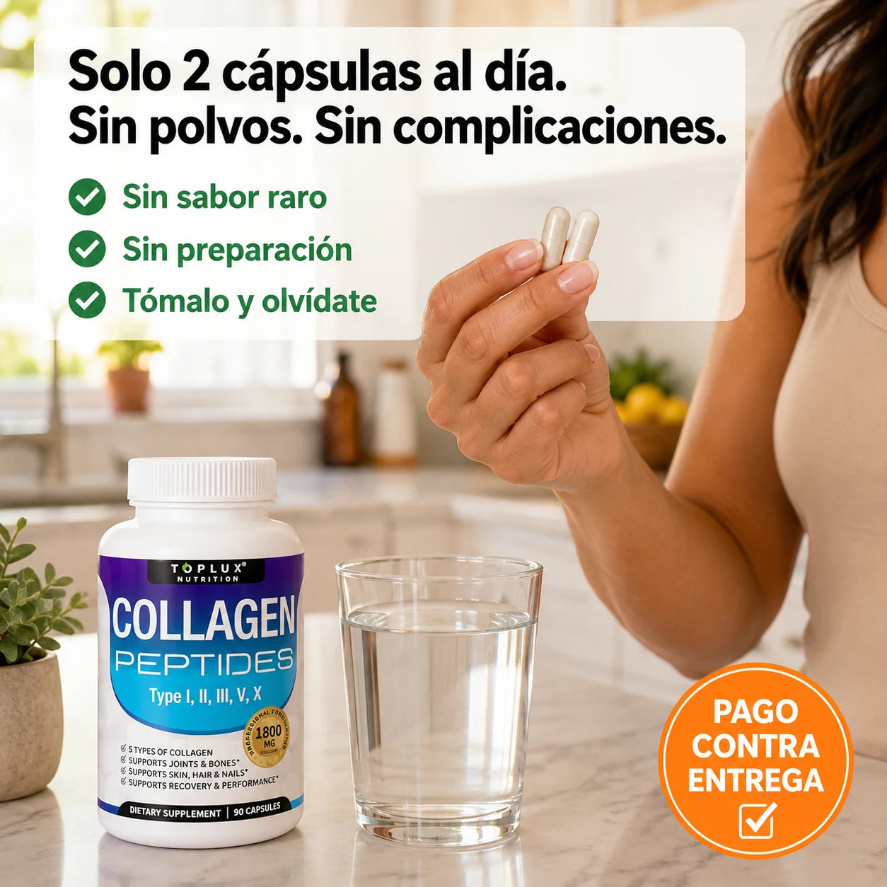 Collagen Peptides Toplux | Piel Firme, Cabello Fuerte y Articulaciones Sin Dolor