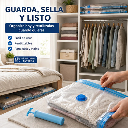 Bolsas al Vacío con Bomba | Hasta 80% Menos Volumen