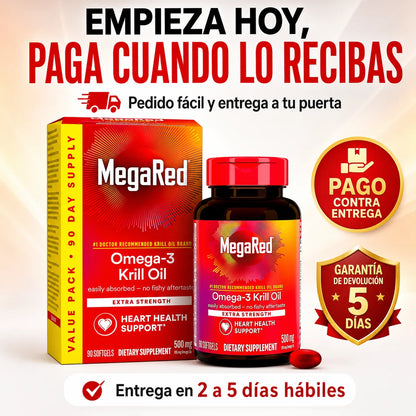 MegaRed® Omega-3 + Krill | Protege tu Corazón Sin el Sabor a Pescado