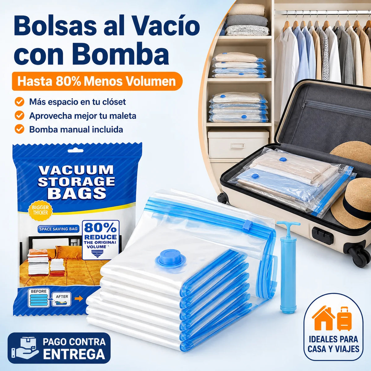 Bolsas al Vacío con Bomba | Hasta 80% Menos Volumen