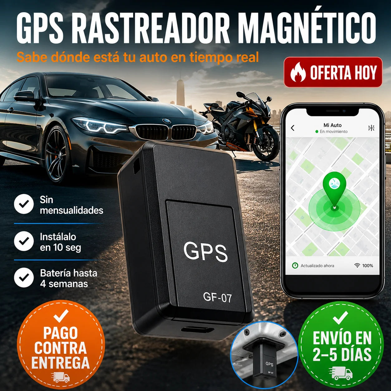 📍 Mini GPS Rastreador | Sabe Dónde Está Tu Auto En Todo Momento