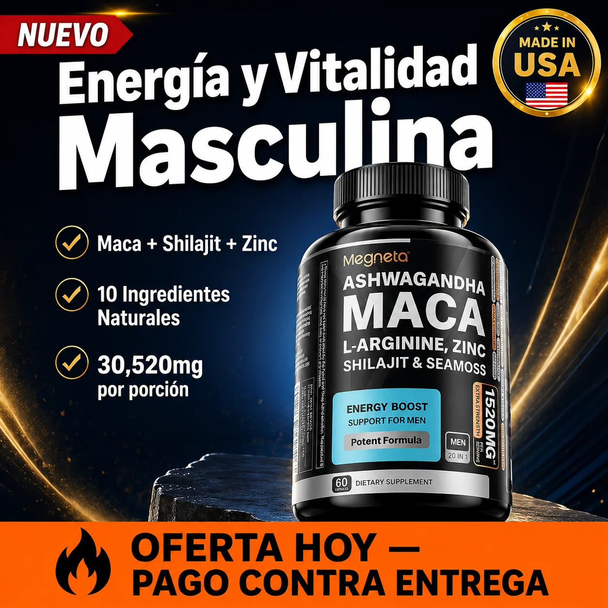 Maca + L-Arginina | Energía y Vitalidad Masculina Natural