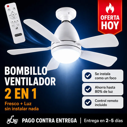 💡 Bombillo Ventilador 2 en 1 | Fresco e Iluminación Sin Instalar Nada