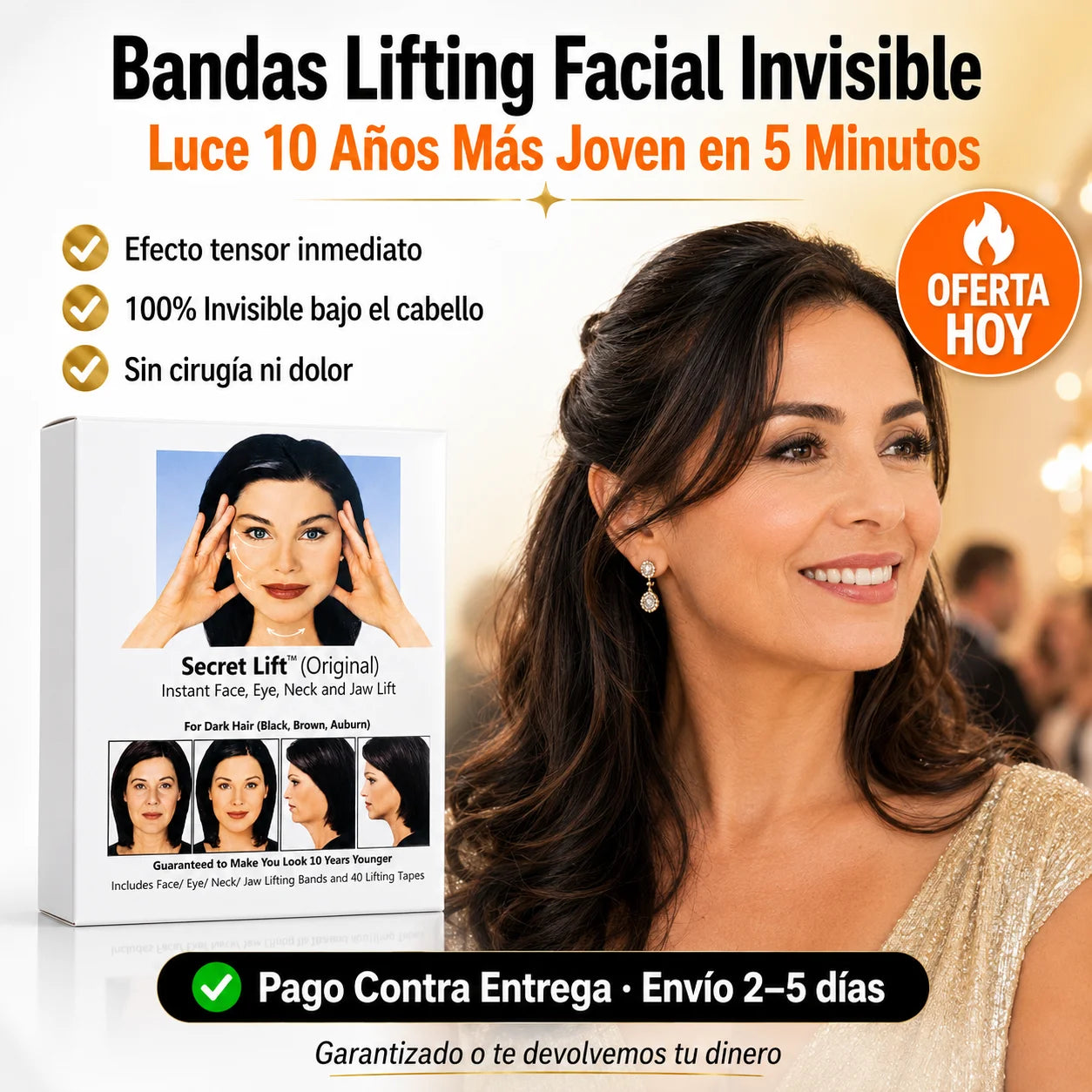 Bandas Lifting Facial Invisible | Luce 10 Años Más Joven en 5 Minutos