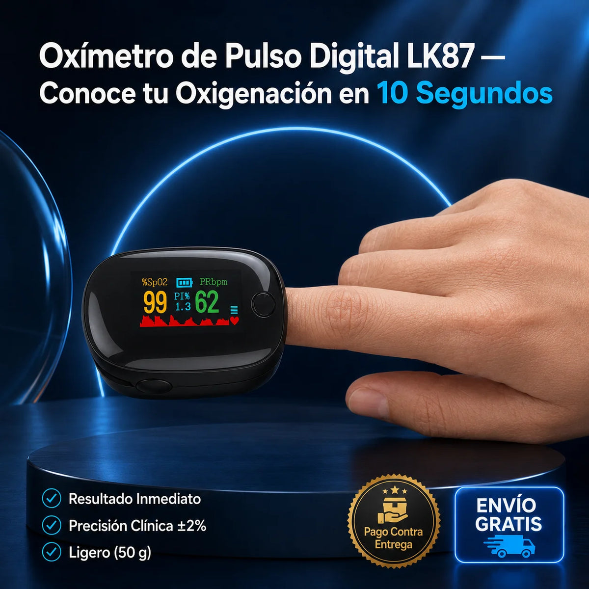 Oxímetro de Pulso Digital LK87 | Conoce tu Oxigenación en 10 Segundos