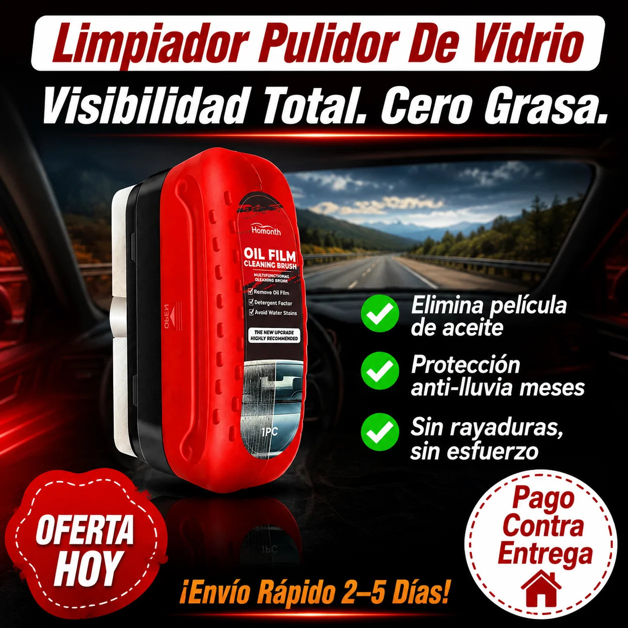🧴 Limpiador Pulidor de Vidrio | Visibilidad Total Sin Manchas Ni Grasa